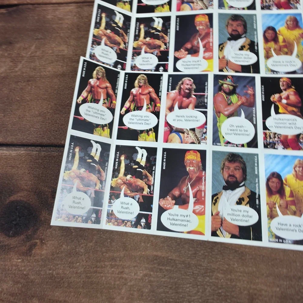 WWF Superstars Valentines Kids OS Red Good 1991 Hulk Hogan Macho Man Retro
